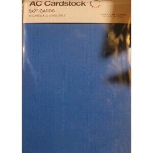 American Crafts A7 (5inx7in), Cards W/Envelopes, 12 Count Pkg, Blue